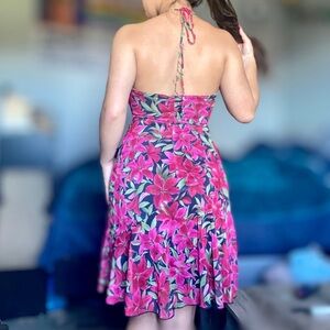 90s Vintage City Triangles Floral Halter Dress🌺